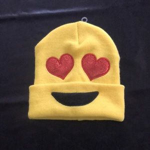 I am selling a heart eye emoji beanie.